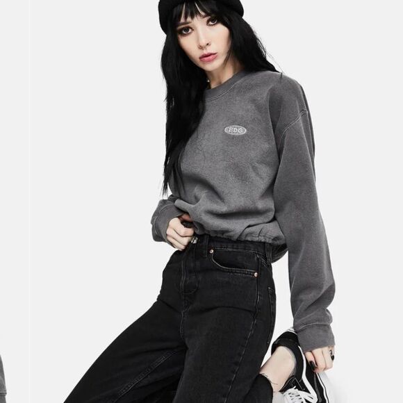 BDG Bubble Hem Sweat Top‎ Dark Gray Size XS - Picture 9 of 9